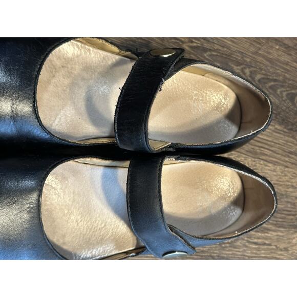 Dansko Z1963 Black Mary Janes Nubuck Beatrice Heeled Clogs Size EU 38 US 7.5-8 - Picture 9 of 10